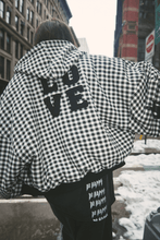 Load image into Gallery viewer, SABBI THE BE HAPPY GINGHAM PADDED BOMBER
