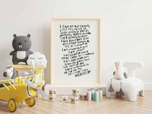 Load image into Gallery viewer, &#39;I CAN DO ANYTHING&#39; CHILDHOOD AFFIRMATIONS PRINT- VARIOUS SIZES
