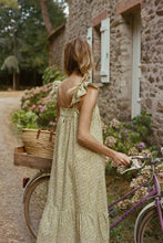 Load image into Gallery viewer, Oak Meadow Frill Tea Midi Dress in Sage
