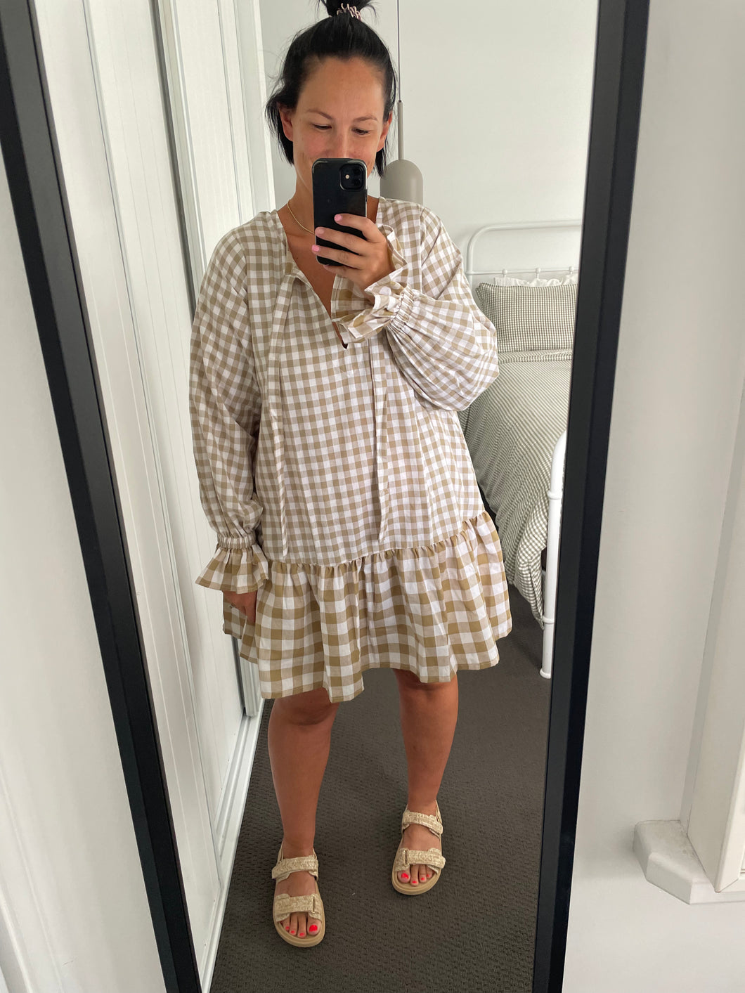 Oliver Dress - Natural Gingham