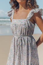 Load image into Gallery viewer, Frill Tea Midi Dress in Vintage Roselle Lavender
